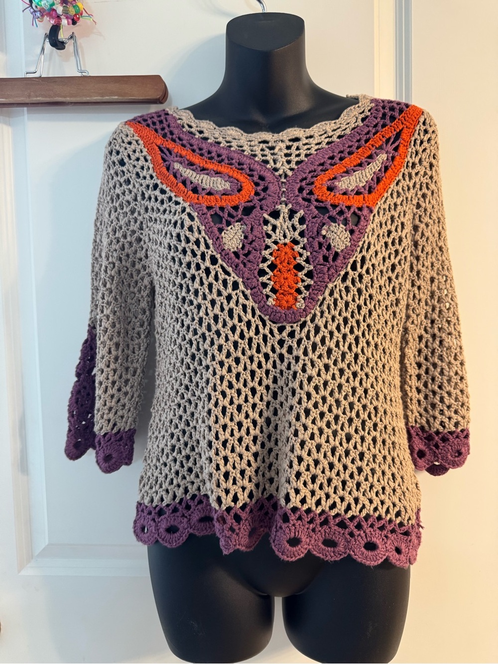 Vintage Miss Kelly 1999 Crochet Mesh Top